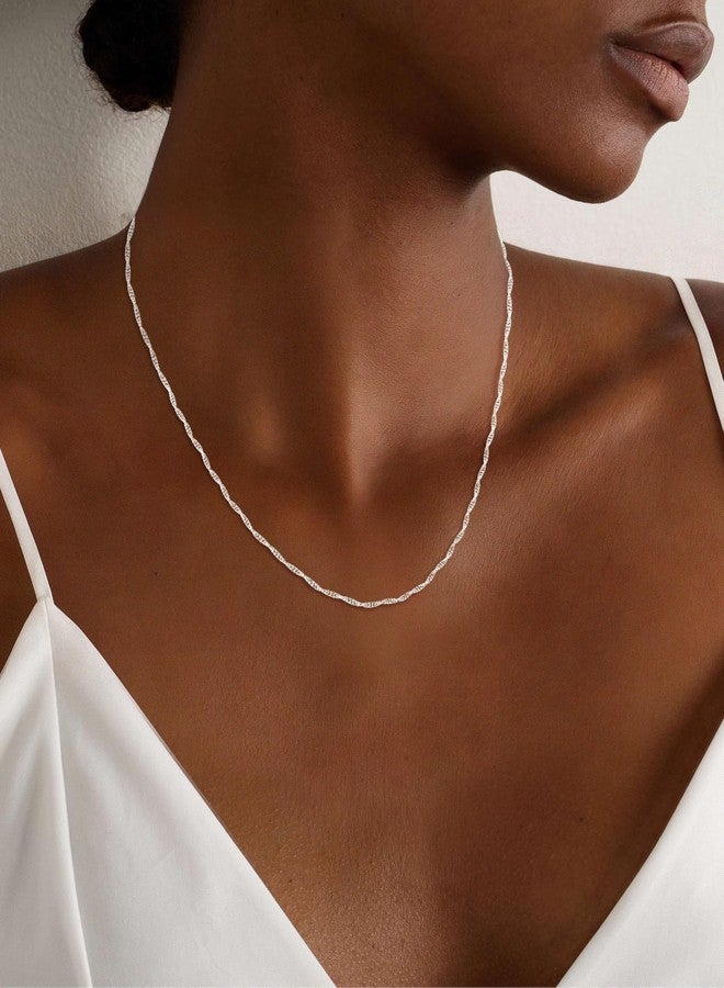 Carffordo 925 Sterling Silver Necklace Silver Chain Necklace for Women Twist Link Chain 18 Inches Simple Dainty Necklace for Women Waterproof Trendy Jewelry Gift - Image 4